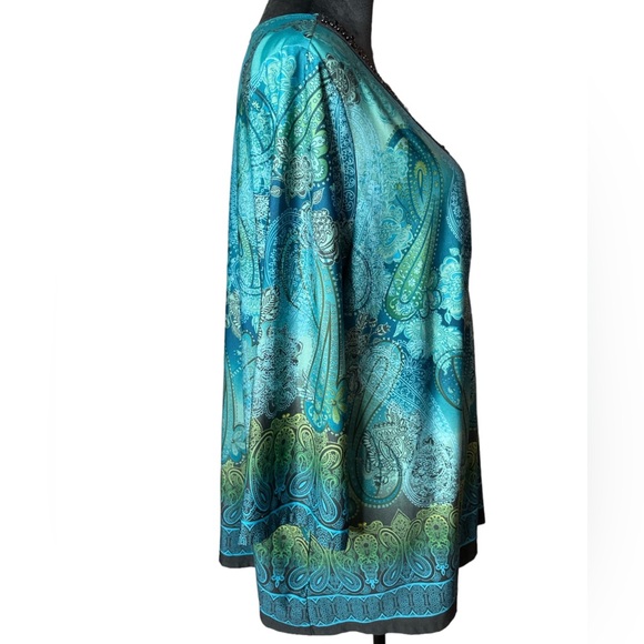 Avenue Paisley Print Beaded Collar Blouse - Picture 3 of 10
